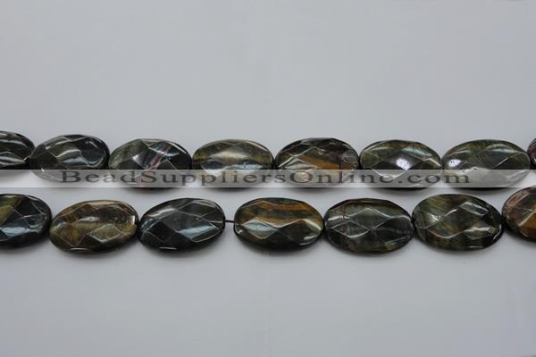 CTE1375 15.5 inches 25*35mm faceted oval yellow & blue tiger eye beads