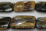 CTE1390 15.5 inches 22*30mm faceted rectangle yellow & blue tiger eye beads