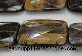 CTE1391 15.5 inches 25*35mm faceted rectangle yellow & blue tiger eye beads