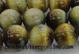 CTE1446 15.5 inches 16mm round golden & blue tiger eye beads