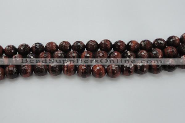 CTE1465 15.5 inches 14mm faceted round red tiger eye beads