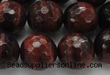 CTE1467 15.5 inches 18mm faceted round red tiger eye beads