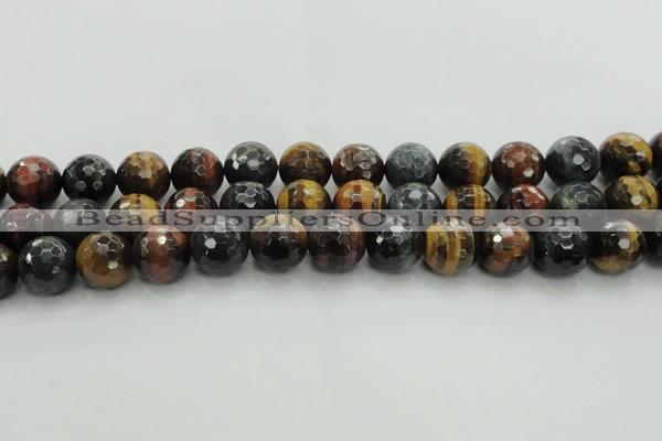 CTE1477 15.5 inches 18mm faceted round mixed tiger eye beads