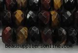 CTE1483 15.5 inches 7*12mm faceted rondelle mixed tiger eye beads