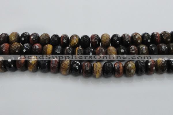 CTE1486 15.5 inches 12*18mm faceted rondelle mixed tiger eye beads