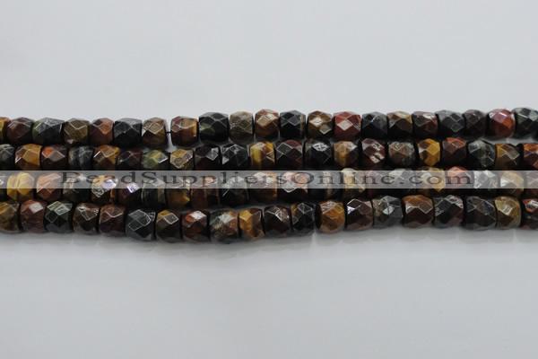 CTE1488 15.5 inches 9*12mm faceted tyre mixed tiger eye beads