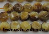 CTE1535 15.5 inches 8mm faceted coin golden tiger eye beads