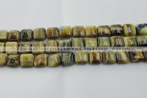 CTE1566 15.5 inches 16*16mm square golden & blue tiger eye beads wholesale