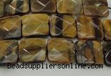 CTE1731 15.5 inches 10*10mm faceted square yellow tiger eye beads