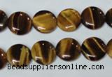 CTE175 15.5 inches 10mm flat round yellow tiger eye gemstone beads