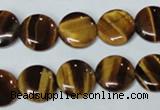 CTE176 15.5 inches 12mm flat round yellow tiger eye gemstone beads