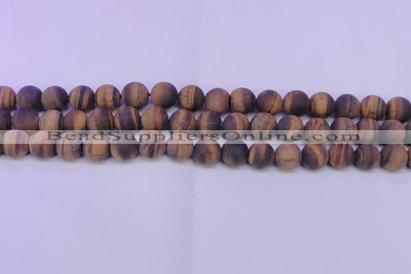 CTE1772 15.5 inches 8mm round matte yellow tiger eye beads