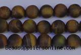 CTE1811 15.5 inches 6mm round matte yellow iron tiger beads