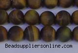 CTE1812 15.5 inches 8mm round matte yellow iron tiger beads