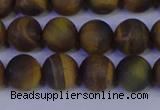 CTE1813 15.5 inches 10mm round matte yellow iron tiger beads