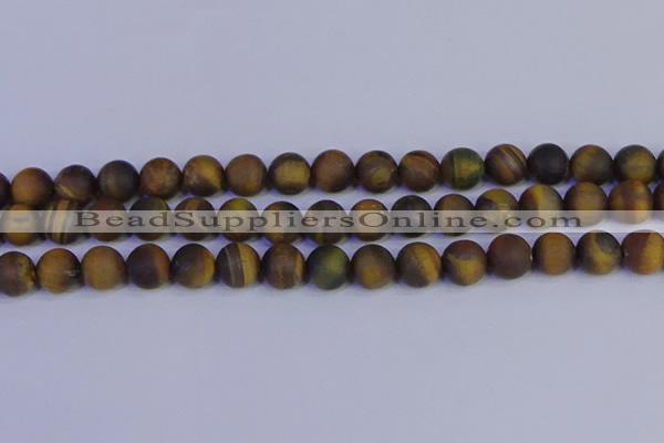 CTE1814 15.5 inches 12mm round matte yellow iron tiger beads