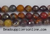 CTE1818 15.5 inches 4mm faceted round red iron tiger beads