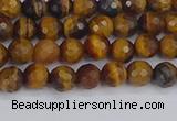 CTE1826 15.5 inches 4mm faceted round yellow tiger eye beads