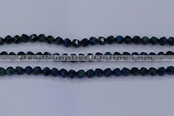 CTE1911 15.5 inches 6mm faceted nuggets blue tiger eye beads