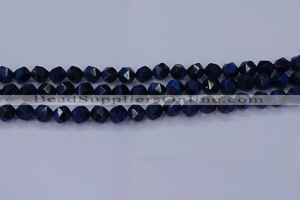 CTE1912 15.5 inches 8mm faceted nuggets blue tiger eye beads