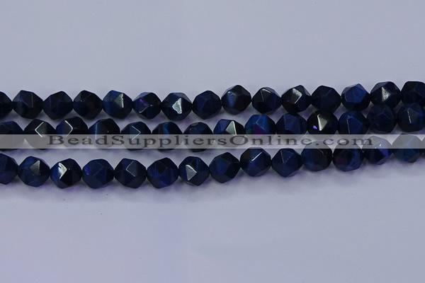 CTE1914 15.5 inches 12mm faceted nuggets blue tiger eye beads