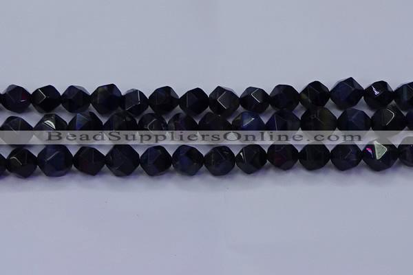 CTE1919 15.5 inches 12mm faceted nuggets blue tiger eye beads