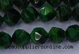 CTE1922 15.5 inches 8mm faceted nuggets green tiger eye beads