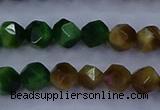 CTE1926 15.5 inches 6mm faceted nuggets colorful tiger eye beads