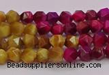 CTE1936 15.5 inches 6mm faceted nuggets mixed tiger eye beads