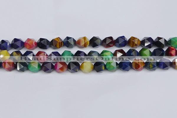 CTE1971 15.5 inches 10mm faceted nuggets mixed tiger eye beads