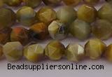 CTE1975 15.5 inches 6mm faceted nuggets golden & blue tiger eye beads