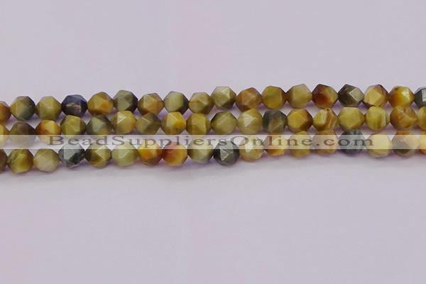 CTE1976 15.5 inches 8mm faceted nuggets golden & blue tiger eye beads