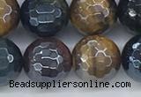 CTE2096 15.5 inches 12mm faceted round AB-color mixed tiger eye beads