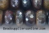 CTE2104 7*12mm faceted rondelle AB-color mixed tiger eye beads