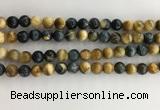 CTE2121 15.5 inches 8mm round golden & blue tiger eye beads