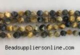 CTE2126 15.5 inches 8mm faceted nuggets golden & blue tiger eye beads