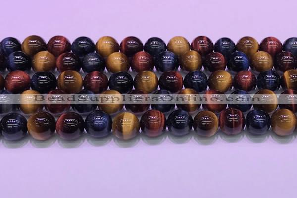 CTE2221 15.5 inches 10mm round colorful tiger eye gemstone beads