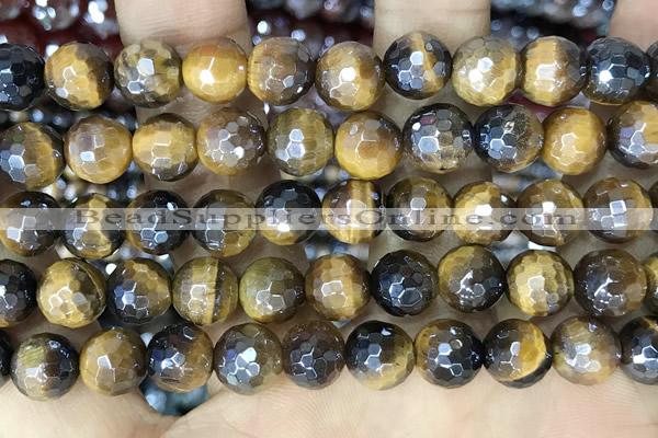 CTE2266 15 inches 8mm faceted round AB-color yellow tiger eye beads