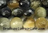 CTE2310 15 inches 6mm faceted round golden & blue tiger eye beads