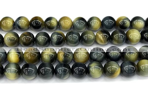 CTE2366 15 inches 12mm round golden & blue tiger eye beads