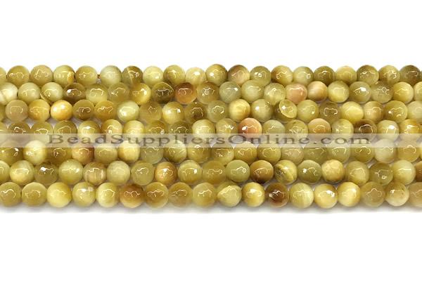 CTE2388 15 inches 6mm faceted round golden tiger eye beads