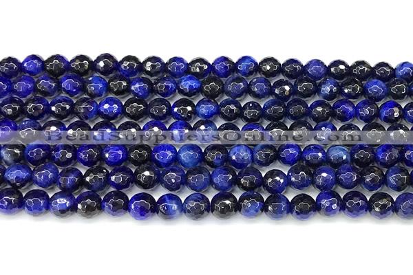 CTE2399 15 inches 6mm facted round blue tiger eye beads