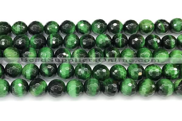 CTE2410 15 inches 10mm faceted round green tiger eye beads