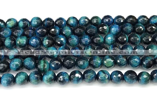 CTE2429 15 inches 6mm facted round blue tiger eye beads