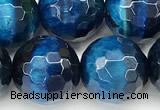 CTE2432 15 inches 12mm facted round blue tiger eye beads