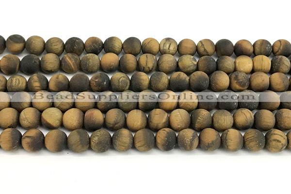 CTE2456 15 inches 6mm round matte yellow tiger eye beads