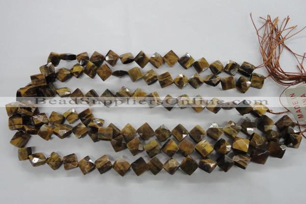 CTE315 15.5 inches 10*10mm faceted diamond yellow tiger eye beads