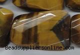 CTE320 25*35mm twisted & faceted rectangle yellow tiger eye beads