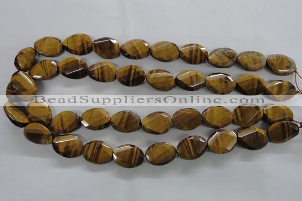 CTE321 15.5 inches 15*20mm twisted & faceted oval yellow tiger eye beads