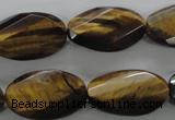 CTE322 15.5 inches 15*25mm twisted & faceted oval yellow tiger eye beads